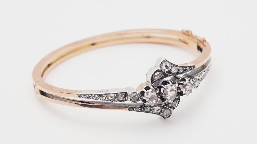 Bracelet Bracelet XIXe siècle en or rose, argent et diamants 58 Facettes 32756