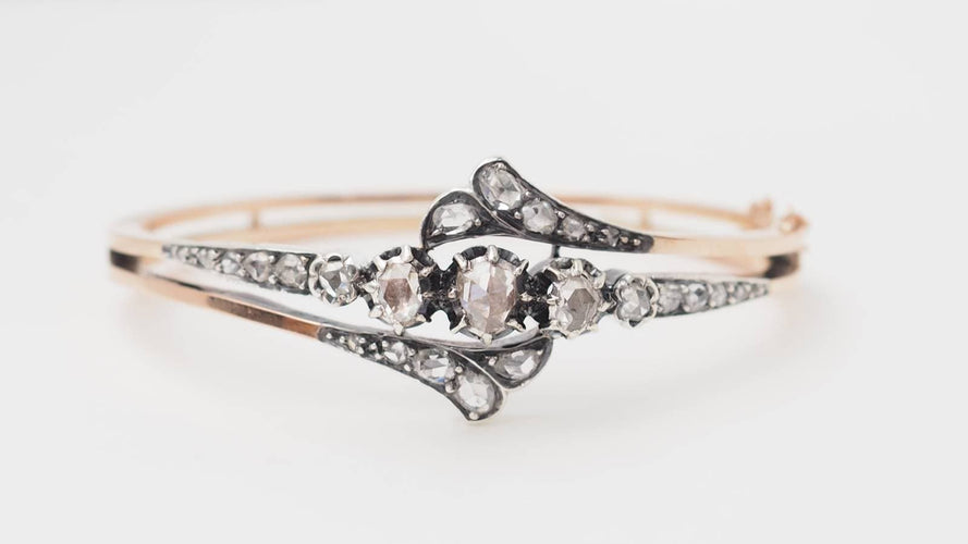 Bracelet Bracelet XIXe siècle en or rose, argent et diamants 58 Facettes 32756