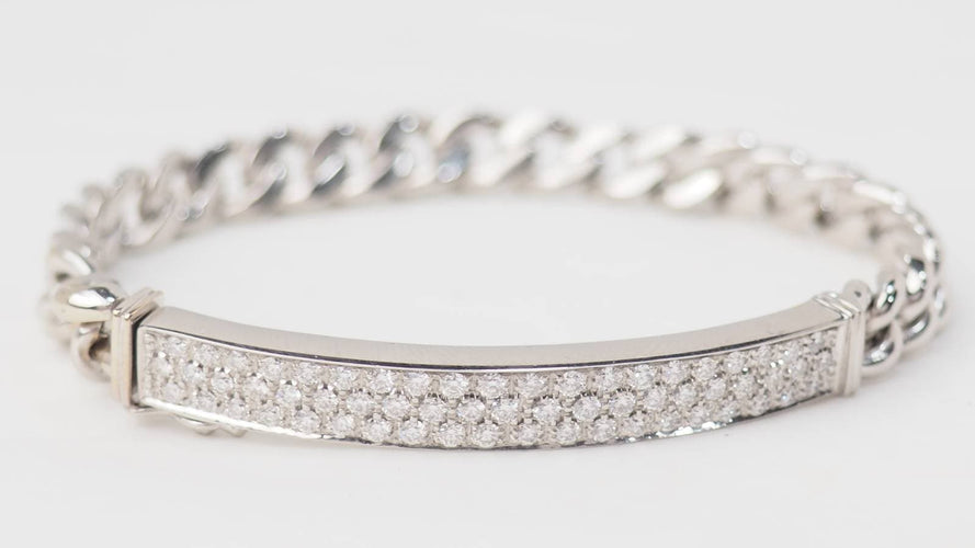 Bracelet Bracelet gourmette en or blanc et diamants 58 Facettes 32978