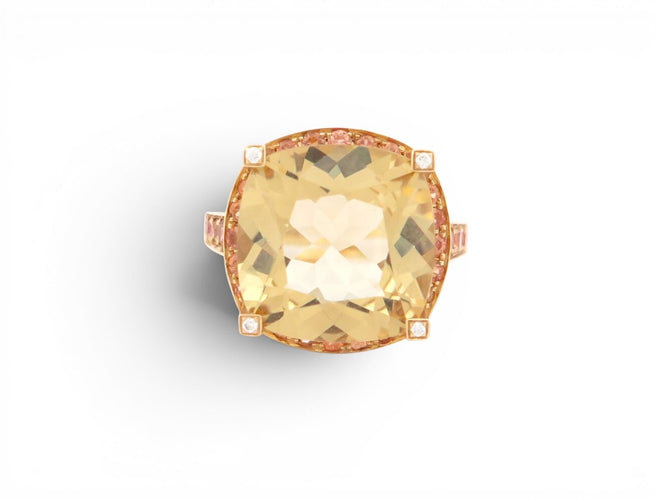 Bague 49 Mauboussin Couleur d'Amour - Bague en or jaune, citrine, saphirs et diamants 58 Facettes 275399