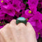 Bague 56 Menthe - Bague boule en or blanc, quartz vert, diamants et tsavorites 58 Facettes 258