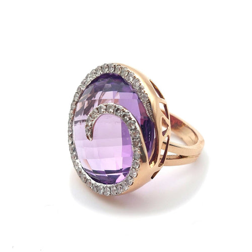 Bague 52 Spirale - Bague améthyste en or rose 18k et diamants 58 Facettes 260