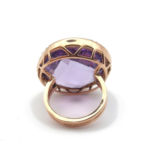 Bague 52 Spirale - Bague améthyste en or rose 18k et diamants 58 Facettes 260