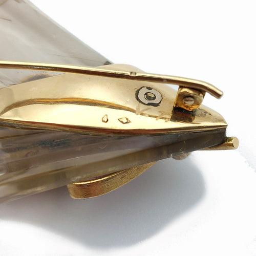 Broche Broche bouquet en or jaune 18 ct, cristal de roche rutilé et pierres 58 Facettes 261