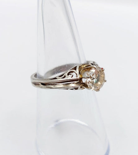 Bague 53 Bague solitaire Art déco en or blanc 14K et diamant 1,00 ct 58 Facettes A07336