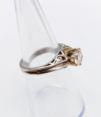 Bague 53 Bague solitaire Art déco en or blanc 14K et diamant 1,00 ct 58 Facettes A07336