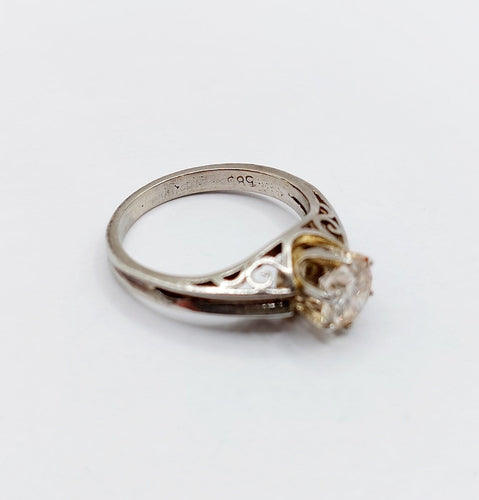 Bague 53 Bague solitaire Art déco en or blanc 14K et diamant 1,00 ct 58 Facettes A07336