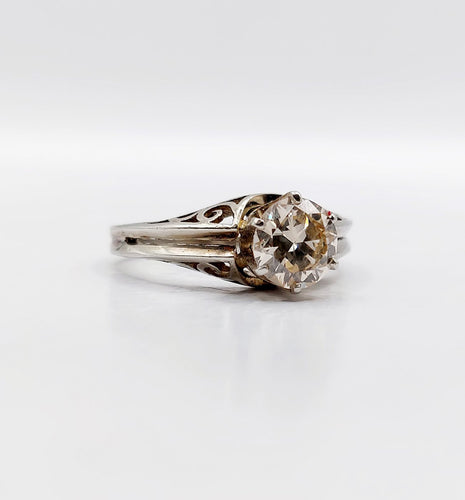 Bague 53 Bague solitaire Art déco en or blanc 14K et diamant 1,00 ct 58 Facettes A07336