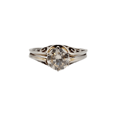 Bague 53 Bague solitaire Art déco en or blanc 14K et diamant 1,00 ct 58 Facettes A07336