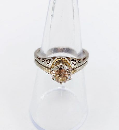 Bague 53 Bague solitaire Art déco en or blanc 14K et diamant 1,00 ct 58 Facettes A07336