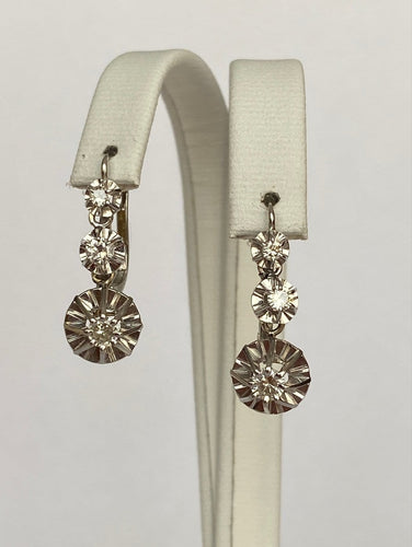 Boucles d'oreilles Boucles d'oreilles pendantes vintage en or blanc 18 ct et diamants 58 Facettes earrings