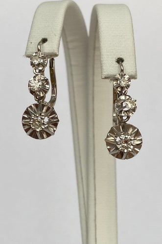 Boucles d'oreilles Boucles d'oreilles pendantes vintage en or blanc 18 ct et diamants 58 Facettes earrings