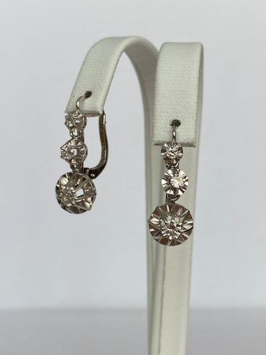 Boucles d'oreilles Boucles d'oreilles pendantes vintage en or blanc 18 ct et diamants 58 Facettes earrings