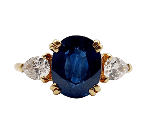 Bague 49 Bague vintage en or 18k avec saphir naturel et diamants 58 Facettes A07347