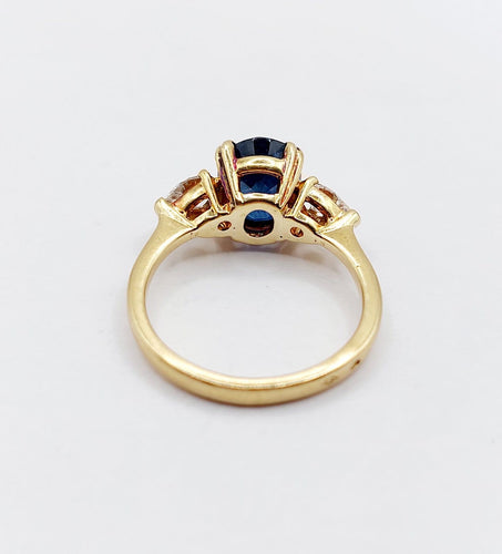 Bague 49 Bague vintage en or 18k avec saphir naturel et diamants 58 Facettes A07347