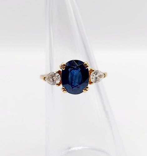 Bague 49 Bague vintage en or 18k avec saphir naturel et diamants 58 Facettes A07347