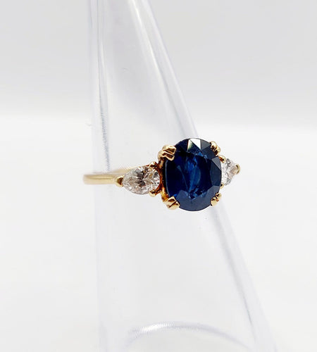 Bague 49 Bague vintage en or 18k avec saphir naturel et diamants 58 Facettes A07347