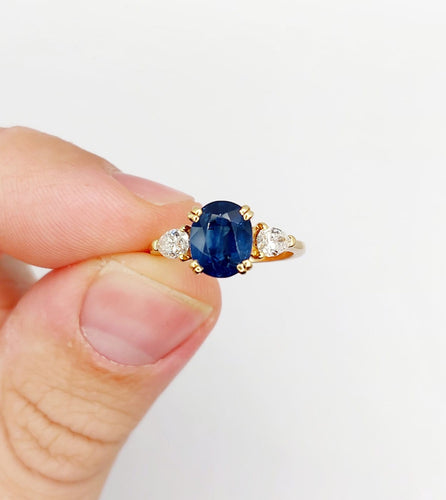 Bague 49 Bague vintage en or 18k avec saphir naturel et diamants 58 Facettes A07347