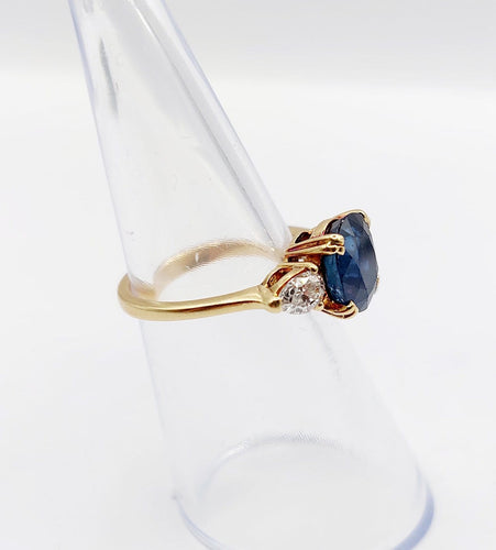 Bague 49 Bague vintage en or 18k avec saphir naturel et diamants 58 Facettes A07347