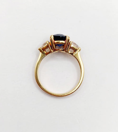 Bague 49 Bague vintage en or 18k avec saphir naturel et diamants 58 Facettes A07347