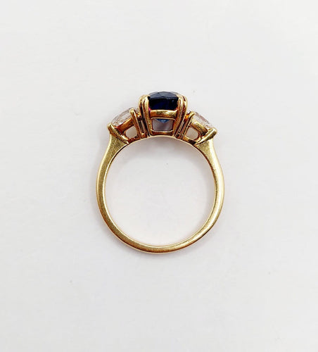 Bague 49 Bague vintage en or 18k avec saphir naturel et diamants 58 Facettes A07347