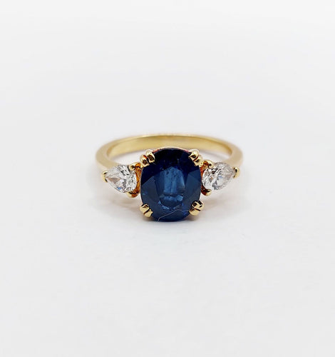 Bague 49 Bague vintage en or 18k avec saphir naturel et diamants 58 Facettes A07347