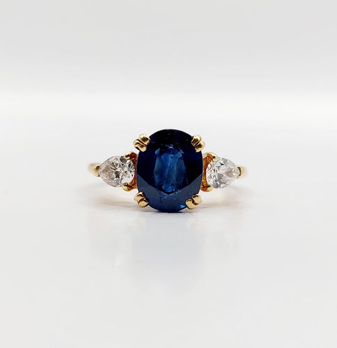 Bague 49 Bague vintage en or 18k avec saphir naturel et diamants 58 Facettes A07347