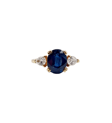 Bague 49 Bague vintage en or 18k avec saphir naturel et diamants 58 Facettes A07347