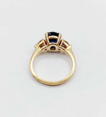 Bague 49 Bague vintage en or 18k avec saphir naturel et diamants 58 Facettes A07347