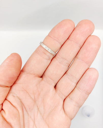 Bague 56 Alliance américaine Art déco en or blanc 18k et diamants 58 Facettes A07350