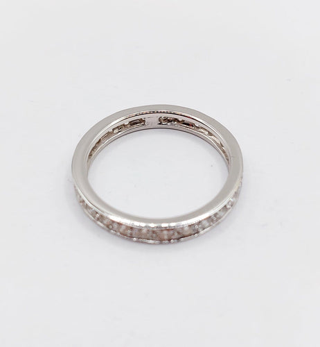 Bague 56 Alliance américaine Art déco en or blanc 18k et diamants 58 Facettes A07350
