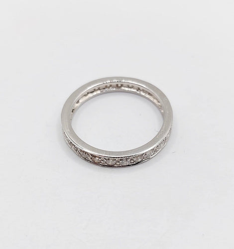 Bague 56 Alliance américaine Art déco en or blanc 18k et diamants 58 Facettes A07350