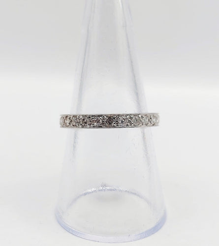 Bague 56 Alliance américaine Art déco en or blanc 18k et diamants 58 Facettes A07350