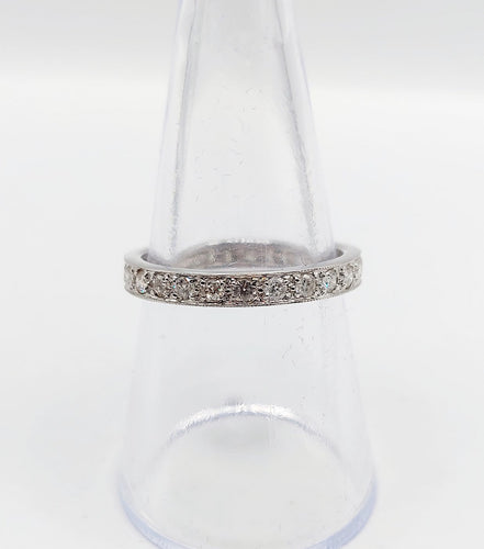Bague 56 Alliance américaine Art déco en or blanc 18k et diamants 58 Facettes A07350