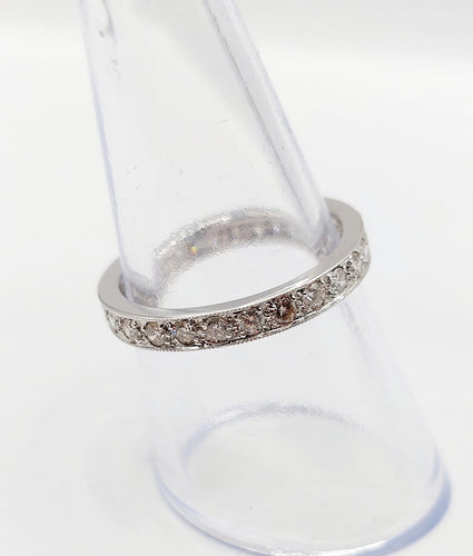 Bague 56 Alliance américaine Art déco en or blanc 18k et diamants 58 Facettes A07350