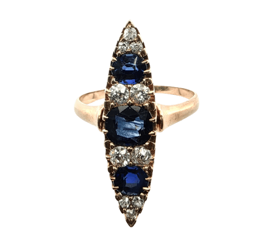 Bague 56 Bague en or jaune 18 ct avec diamants et saphirs 58 Facettes 396/26 C 205/26