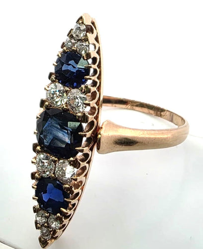 Bague 56 Bague en or jaune 18 ct avec diamants et saphirs 58 Facettes 396/26 C 205/26