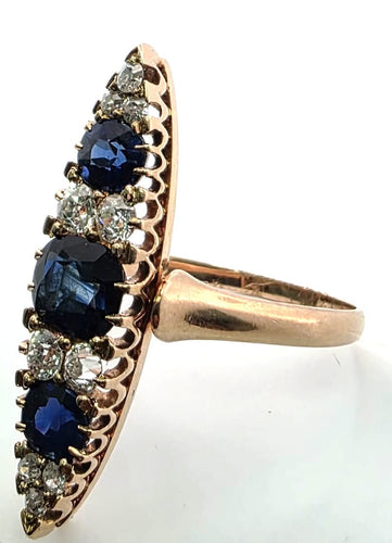 Bague 56 Bague en or jaune 18 ct avec diamants et saphirs 58 Facettes 396/26 C 205/26