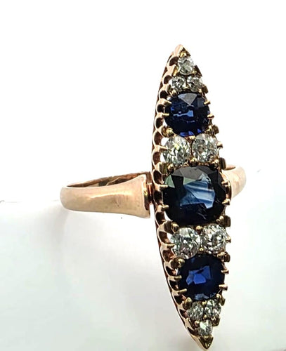 Bague 56 Bague en or jaune 18 ct avec diamants et saphirs 58 Facettes 396/26 C 205/26