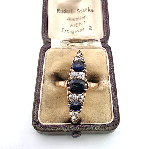 Bague 56 Bague en or jaune 18 ct avec diamants et saphirs 58 Facettes 396/26 C 205/26
