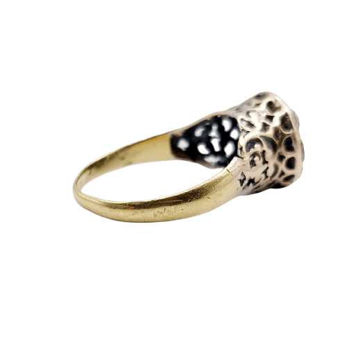Bague 54 Bague marguerite antique en or 18k, argent et diamants taille rose 58 Facettes A07359
