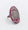 Bague 48 Bague marquise Art déco en or blanc 18k, rubis et diamants 58 Facettes A07360
