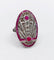 Bague 48 Bague marquise Art déco en or blanc 18k, rubis et diamants 58 Facettes A07360