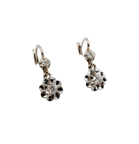 Dormeuses Art déco en or blanc et platine avec diamants