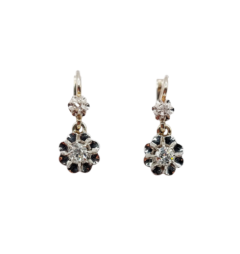 Dormeuses Art déco en or blanc et platine avec diamants