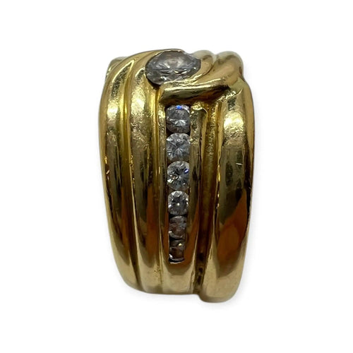 Bague 54 Bague design croisé en or jaune et diamants 58 Facettes 330083257