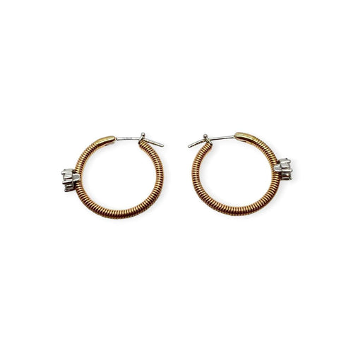 Boucles d'oreilles Créoles - Boucles d'oreilles en or blanc et jaune avec diamants 58 Facettes 330095805
