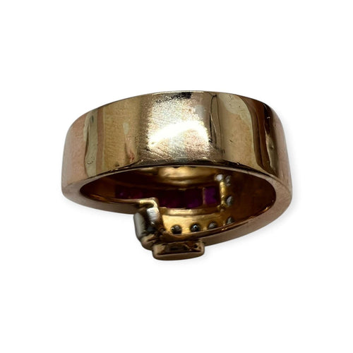 Bague 61 Bague tank rubis et diamants en or rose et blanc 585 58 Facettes 330092741