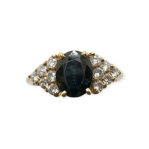 Bague 50 Bague en or jaune 18 carats avec saphir et diamants 58 Facettes 330096016