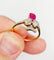 Bague 55 Bague trèfle antique en or 18k, platine, rubis synthétique et diamants 58 Facettes A07364